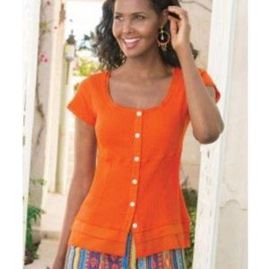 Soft Surroundings Anthro Roma Ribbed Tee Red Small